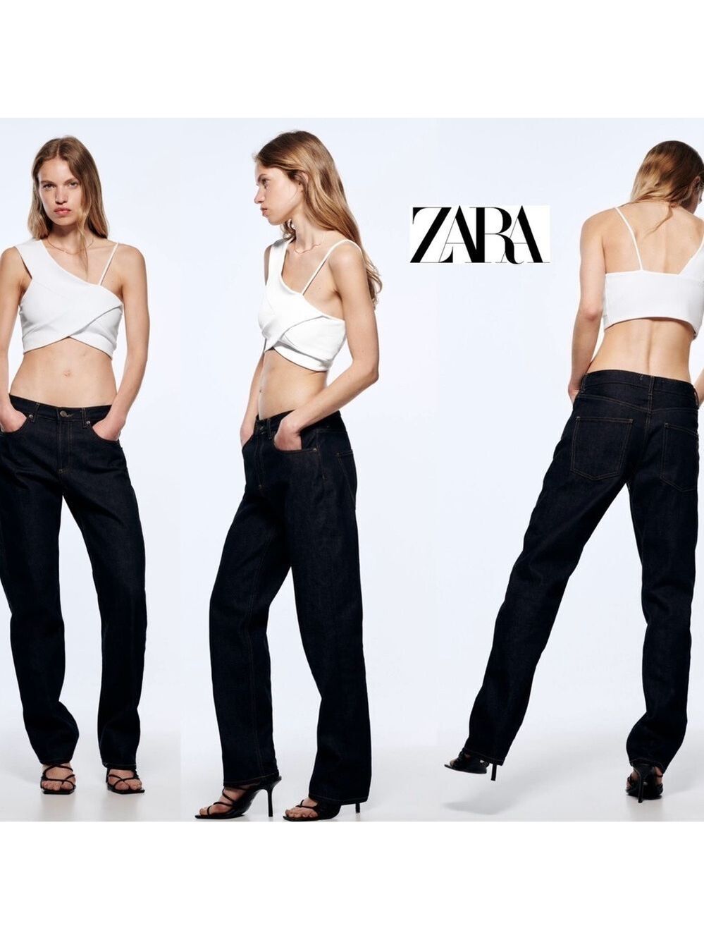 Zara white asymmetrical crisscross strappy crop top Sz S NWOT